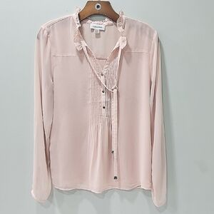 Calvin Klein Women's Pink Ruffle Blouse. M